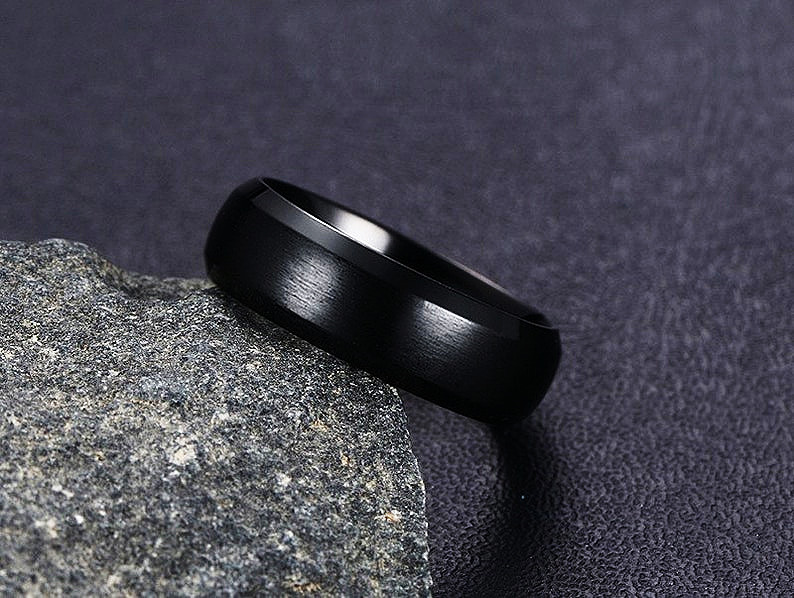 Custom Black Stainless Steel Matching Promise Rings For Couples